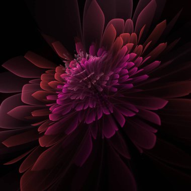 Koyu fraktal çiçek, yaratıcı grafik tasarımı için dijital sanat çalışması