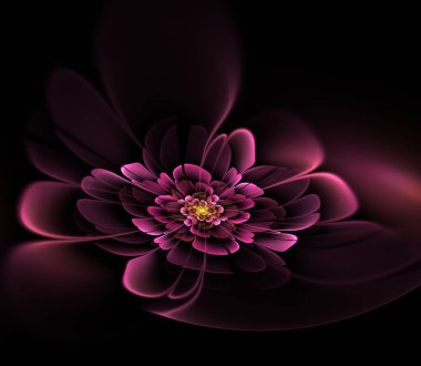 Koyu fraktal çiçek, yaratıcı grafik tasarımı için dijital sanat çalışması