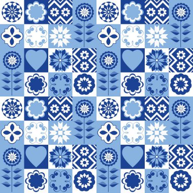 Mavi ve beyaz çiçekler kusursuz desenli. Tekstil tasarımı, yüzey dokuları, ambalaj kağıdı için soyut bir arkaplan. Çiçek seti..