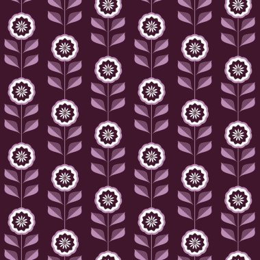 Düzenli, pürüzsüz çiçekleri olan mor bir doku.