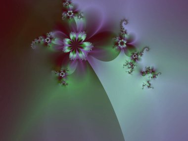 Wreath of flowers as fractal art. Fractal image of fantastic flowers. Template for further graphic design. Original background.
