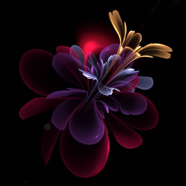 Koyu fraktal çiçek, yaratıcı grafik tasarımı için dijital sanat çalışması