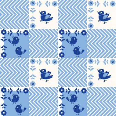 Mavi ve beyaz çiçekler kusursuz desenli. Tekstil tasarımı, yüzey dokuları, ambalaj kağıdı için soyut bir arkaplan. Çiçek seti..