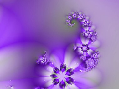Wreath of flowers as fractal art. Fractal image of fantastic flowers. Template for further graphic design. Original background.