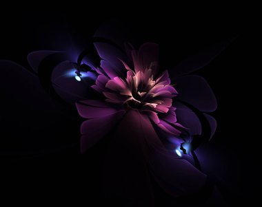 Koyu fraktal çiçek, yaratıcı grafik tasarımı için dijital sanat çalışması