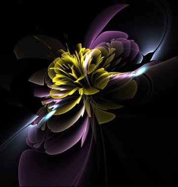 Koyu fraktal çiçek, yaratıcı grafik tasarımı için dijital sanat çalışması