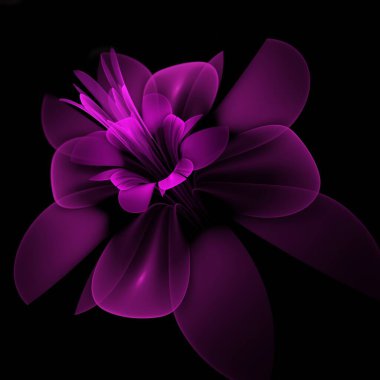 Koyu arkaplanda hazırlanmış fraktal çiçeğin fantastik bir görüntüsü.