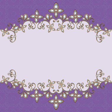 Davetiyeler, kartlar ve diğerleri için arka plan olarak mücevher ve renkli taşlarla şablon.