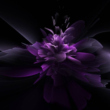 Koyu fraktal çiçek, yaratıcı grafik tasarımı için dijital sanat çalışması
