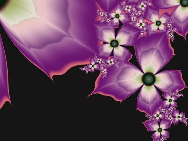 Fantastik çok renkli çiçekler. Şablon, bilgisayar arkaplan, etiket yazdırma ve daha fazlası olarak kullanılacak fraktal çizimler. Grafik arkaplan tasarımı.