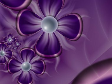 Mor renkli metin eklemek için güzel bir şablon olarak fraktal resim. Çiçekli arka plan. Kartvizitlerin grafiksel tasarımı, tebrik kartları, etiketler, çıkartmalar, bilgisayar arkaplanları. 