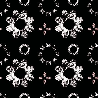 Kusursuz siyah _ beyaz arkaplan. Siyah ve beyaz renkli soyut şekilli modern stil dokusu. Basit düzenli grafik dizaynı. Tekrarlayan geometrik desen.