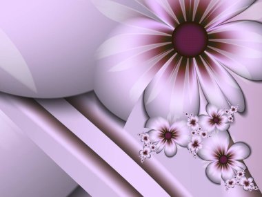 Mor renkli metin eklemek için güzel bir şablon olarak fraktal resim. Çiçekli arka plan. Kartvizitlerin grafiksel tasarımı, tebrik kartları, etiketler, çıkartmalar, bilgisayar arkaplanları. 