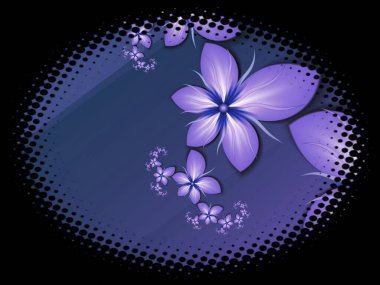 Koyu arkaplanda çiçekler olan oval çerçevedeki fraktal görüntü mesajınızı eklemek için uygun bir şablon.. 