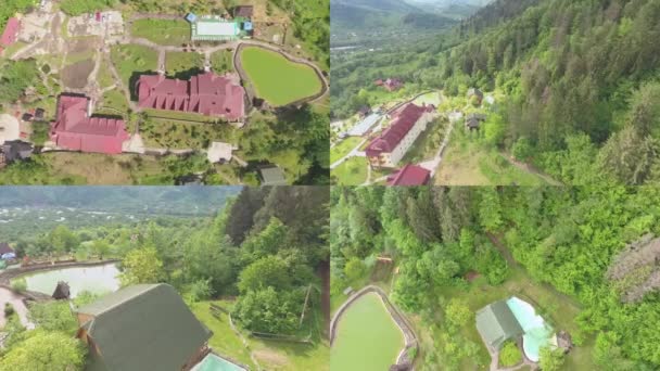 Vacaciones Campo Pantalla Dividida Hotel Naturaleza Recreo Aire Libre Imágenes — Vídeo de stock