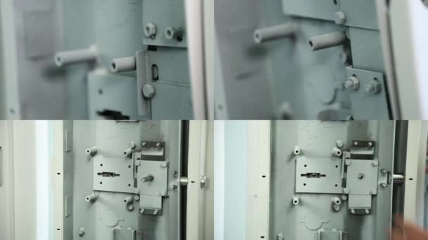 安全生产 工业制造业 大规模生产保险箱 分裂屏风 特写镜头 图库视频片段