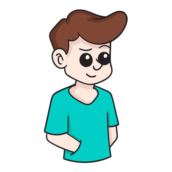 Hermoso Sonriente Cara Chico Avatar Ilustración Diseño Vectorial Ilustración Arte — Vector de stock