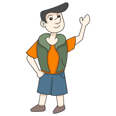 Açıklama yapan bir adamın tasviri. vektör tasarımı illüstrasyon sanatı