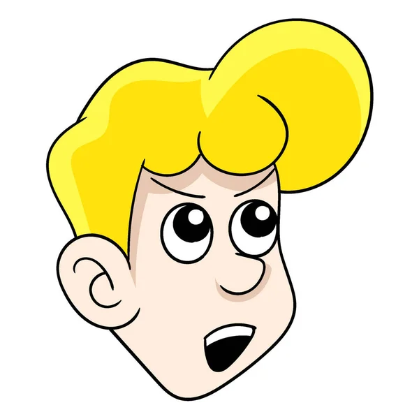 Rozzlobená Tvář Blond Vlasy Mužské Hlavy Ilustrace Ilustrace Vektorového Designu — Stockový vektor
