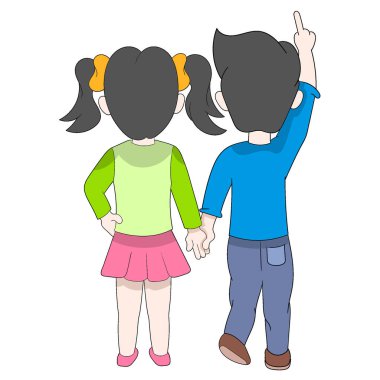 Erkek ve kadın yakın çift el ele tutuşuyor. vektör tasarımı illüstrasyon sanatı