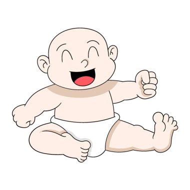 Bebek mutlu bir şekilde oturup rahatlamış bir şekilde gülüyor. vektör tasarımı illüstrasyon sanatı