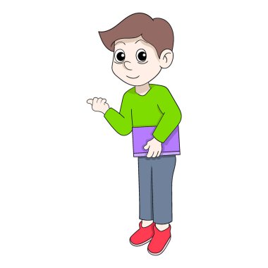 Çocuk bir işe başvurmak için kibarca bir klasör taşıyor. vektör tasarımı illüstrasyon sanatı