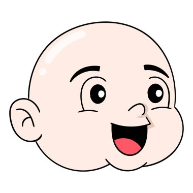 Kel kafalı bebek komik ve sevimli gülümsüyor. vektör tasarımı illüstrasyon sanatı