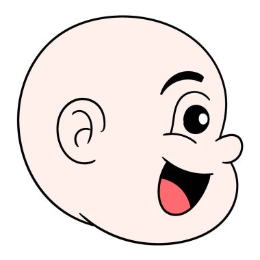 bald haired baby boy head emoticon smiling. vector design illustration art