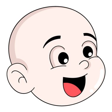 emoticon baby boy head is feeling happy laughing happy. vector design illustration art