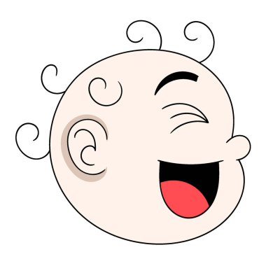 the head of the baby boy was laughing out loud with joy. vector design illustration art