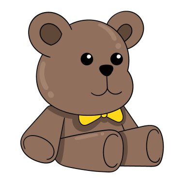 brown doll teddy bear sitting. vector design illustration art