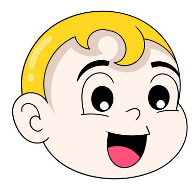 cute blonde baby boy head laughing happily. vector design illustration art
