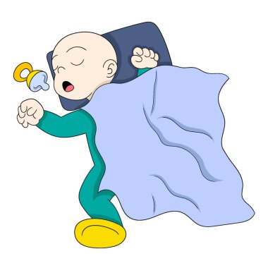baby boy was fast asleep snoring from exhaustion. vector design illustration art