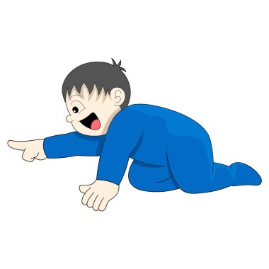 Bebek dört ayak üstünde, işaret ediyor. vektör tasarımı illüstrasyon sanatı