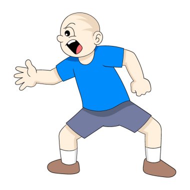 Kel çocuk sui kağıt el hareketi yapıyor. vektör tasarımı illüstrasyon sanatı