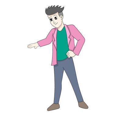 cool and handsome young man who is already successful. vector design illustration art
