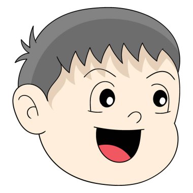 baby boy head emoticon smiling happily. vector design illustration art