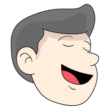 male head emoticon laughing happily. vector design illustration art