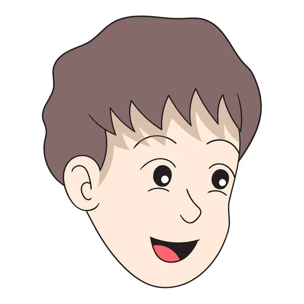 Милое Улыбающееся Лицо Смайлик Голова Мальчика Векторный Дизайн — стоковый вектор