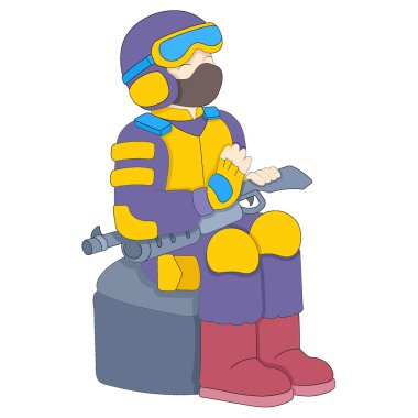 Tüfek taşıyan güvenlik görevlileri. vektör tasarımı illüstrasyon sanatı