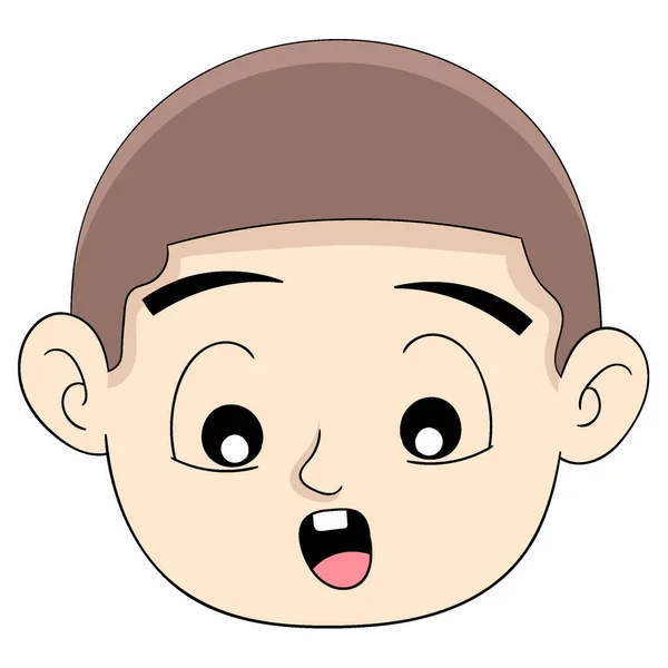 Boy Head Emoticon Looking Gape Surprise Vector Design Illustration Art — Stock Vector
