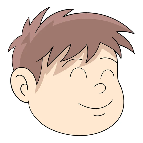 Chubby Cheeked Menino Cabeça Emoticon Sorrindo Amigável Desenho Vetorial Ilustração — Vetor de Stock