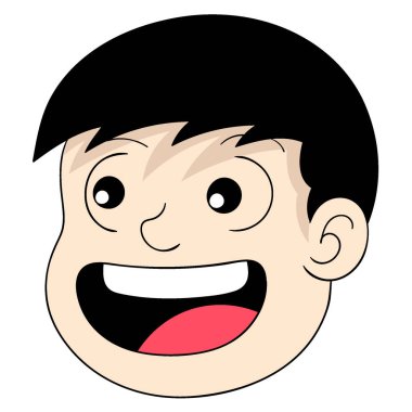 Mutlu bir şekilde gülen yakışıklı çocuk suratı. vektör tasarımı illüstrasyon sanatı