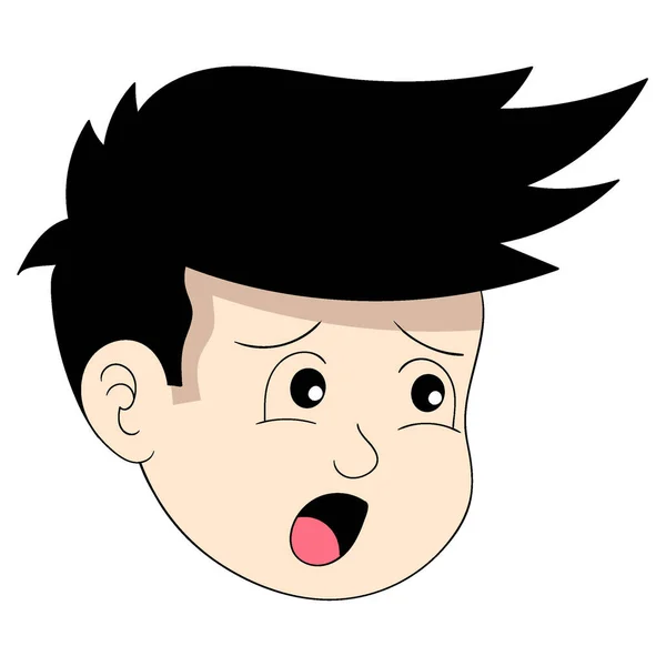 Pojke Huvud Emoticon Med Ansiktsuttryck Rädd För Att Bli Utskälld — Stock vektor