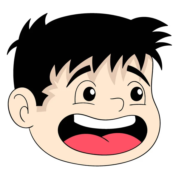 Emoticon Κεφάλι Όμορφο Αγόρι Πρόσωπο Γέλιο Ευτυχισμένη Εικονογράφηση Διανυσματικού Σχεδιασμού — Διανυσματικό Αρχείο