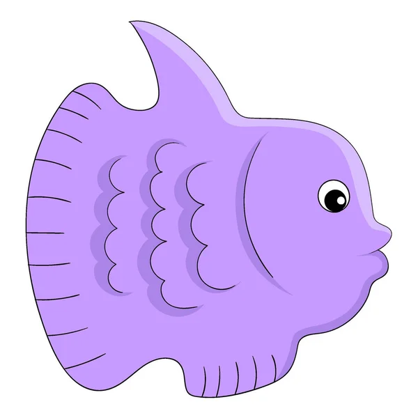 보라색 물고기 이모티콘 디자인 일러스트 — 스톡 벡터