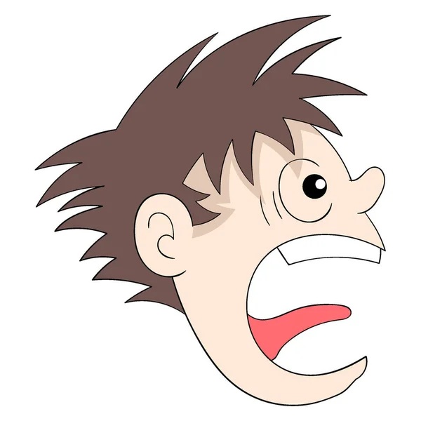 感情的な男の頭の表情が悲鳴を上げる恐怖 ベクターデザインイラストアート — ストックベクタ