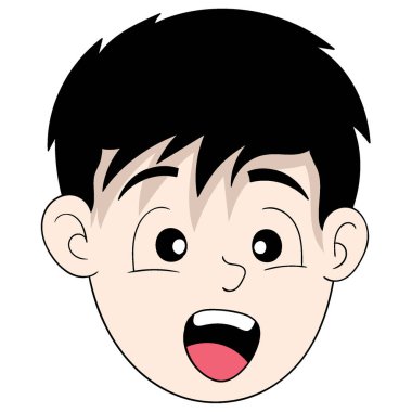 Arkadaş canlısı yüzlü çocuk başı gülümsemesi. vektör tasarımı illüstrasyon sanatı