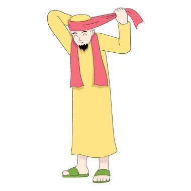 Erkekler camilerde namaz kılmak için türban takarlar. vektör tasarımı illüstrasyon sanatı