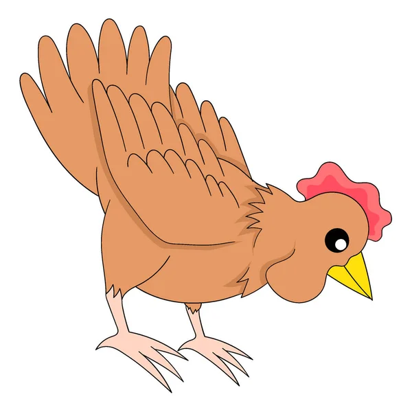 Hühnerhühner Picken Futter Vektor Design Illustration Kunst — Stockvektor